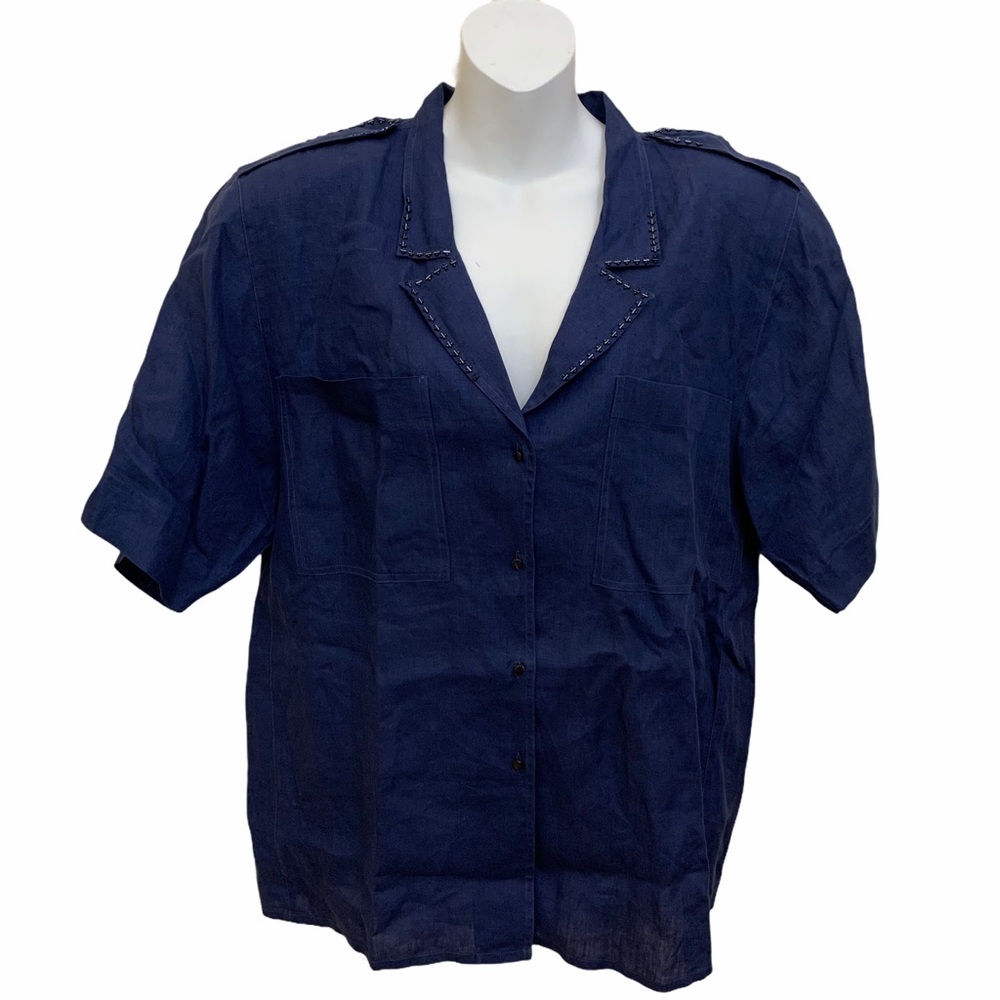 Alain Austin Button Down Shirt Shoulder Padded